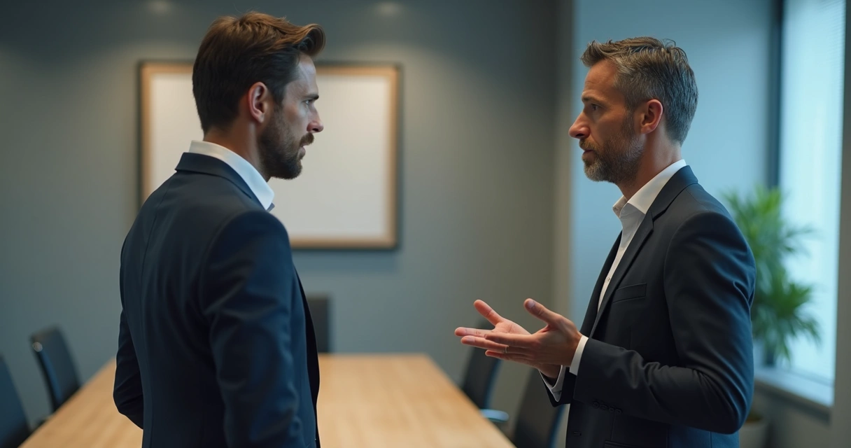 Mão estendida em gesto superior durante conversa 