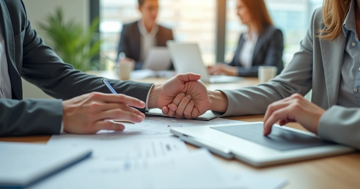 Gesto de apoio entre colegas em ambiente de trabalho