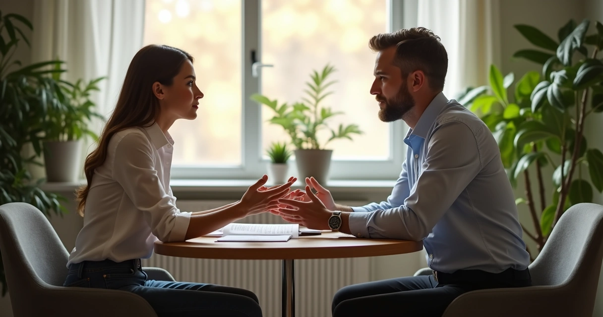 Liderança escutando colaborador em conversa de reparo