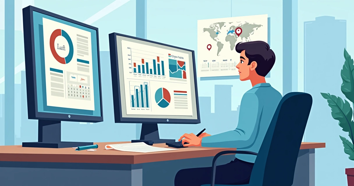 Gestor público analisa dados do mandato em tela de computador 