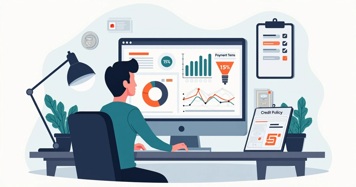 Gestor de PME analisando inadimplência em painel financeiro digital 