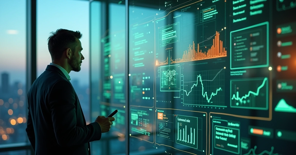 Gestor B2B analisa dados comerciais em painéis digitais ligados a conversas de WhatsApp 