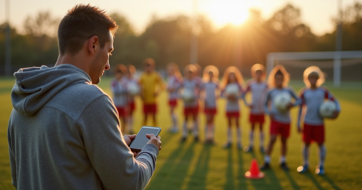 Gestor de futebol registra presença pelo celular durante treino