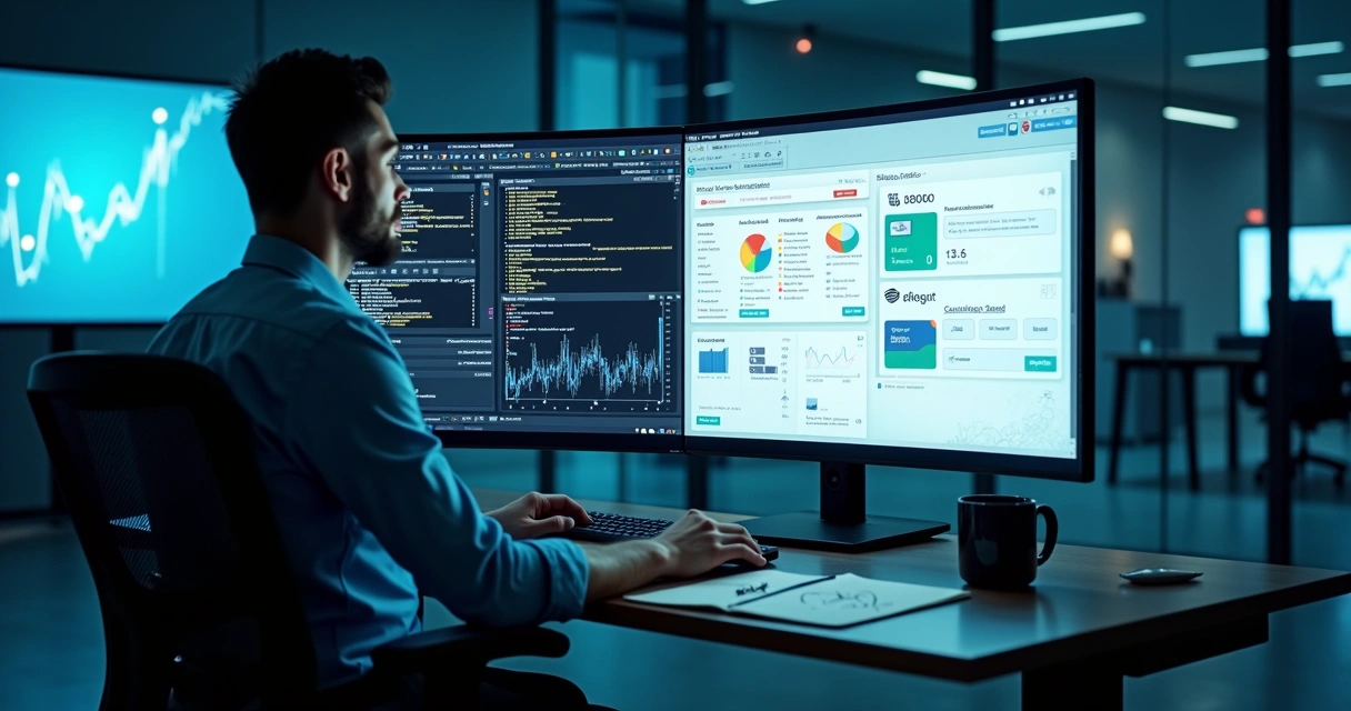 Gestor acadêmico comparando em tela dividida um LMS antigo e um LMS moderno 