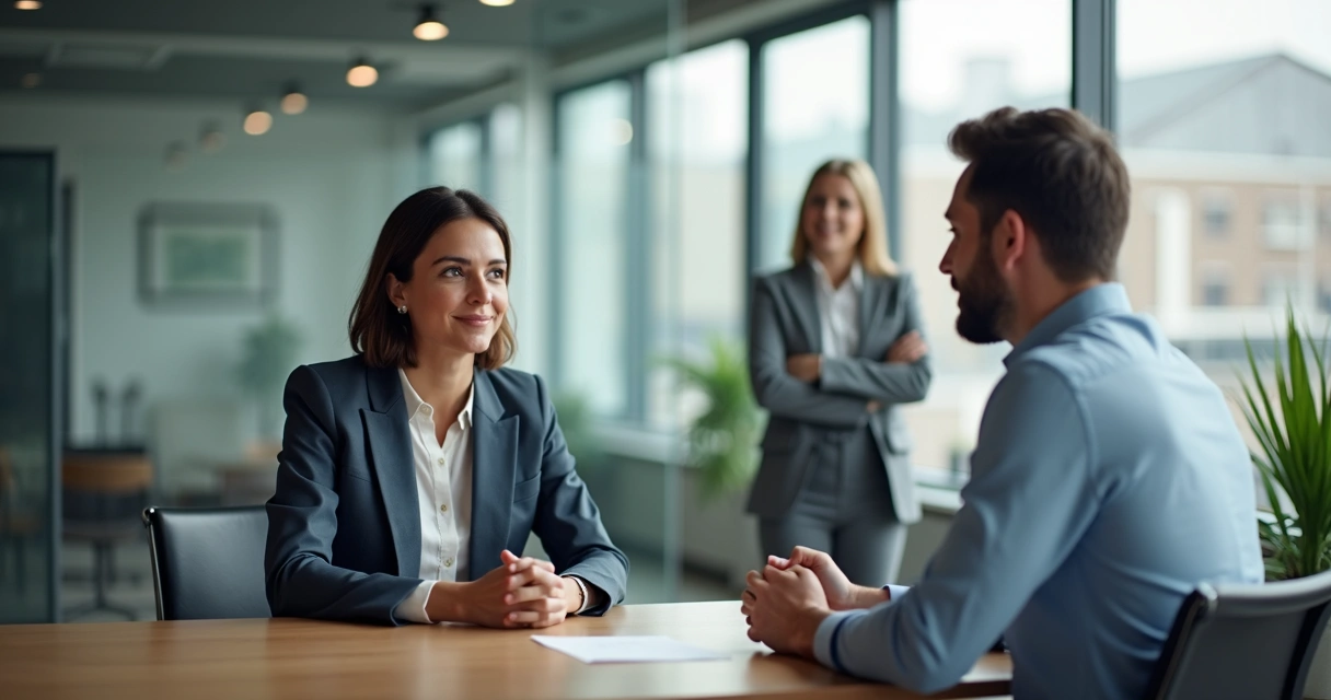 Gestor conversando com colaborador em reunião de desligamento 