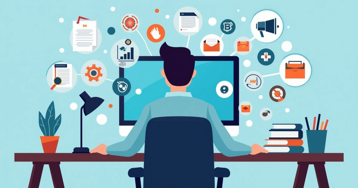 Profissional usando o computador para gerenciar contratos