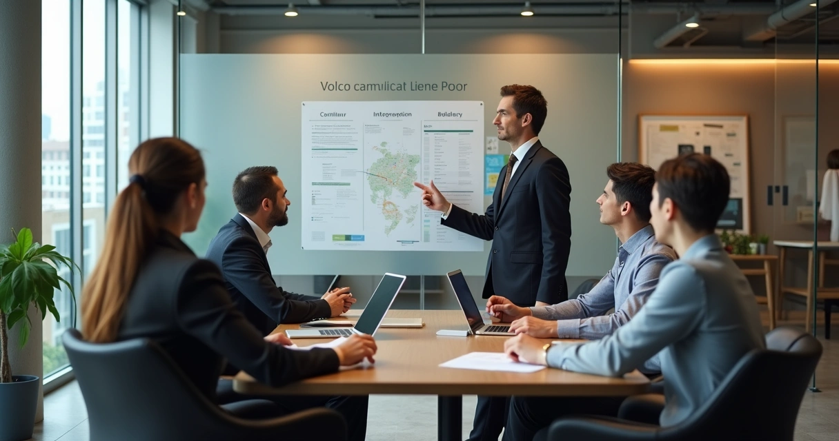 Gestor conduzindo conversa com equipe no escritório 