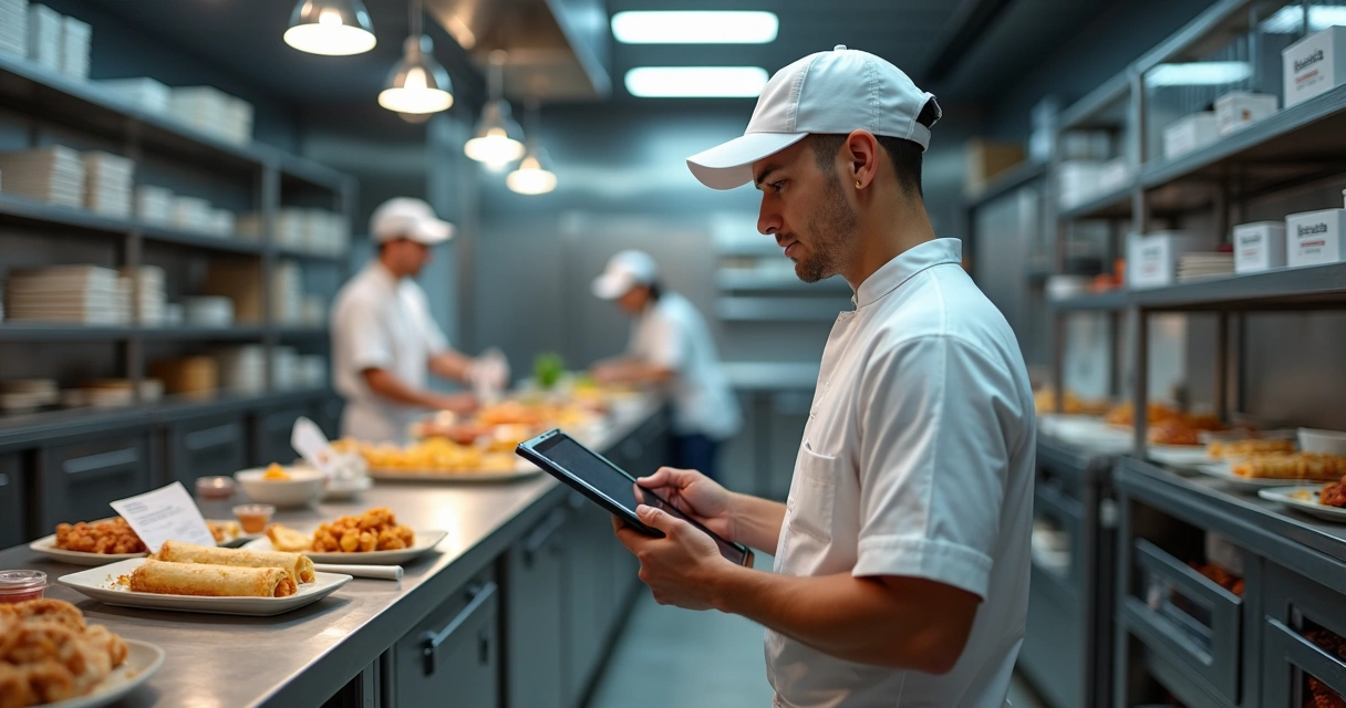 Gestor analisando operação de cozinha multimarcas 