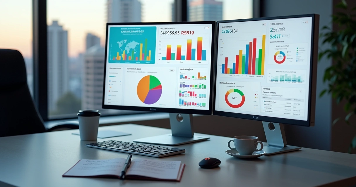 Gestor digital analisando painel de resultados de campanha de mídia online 