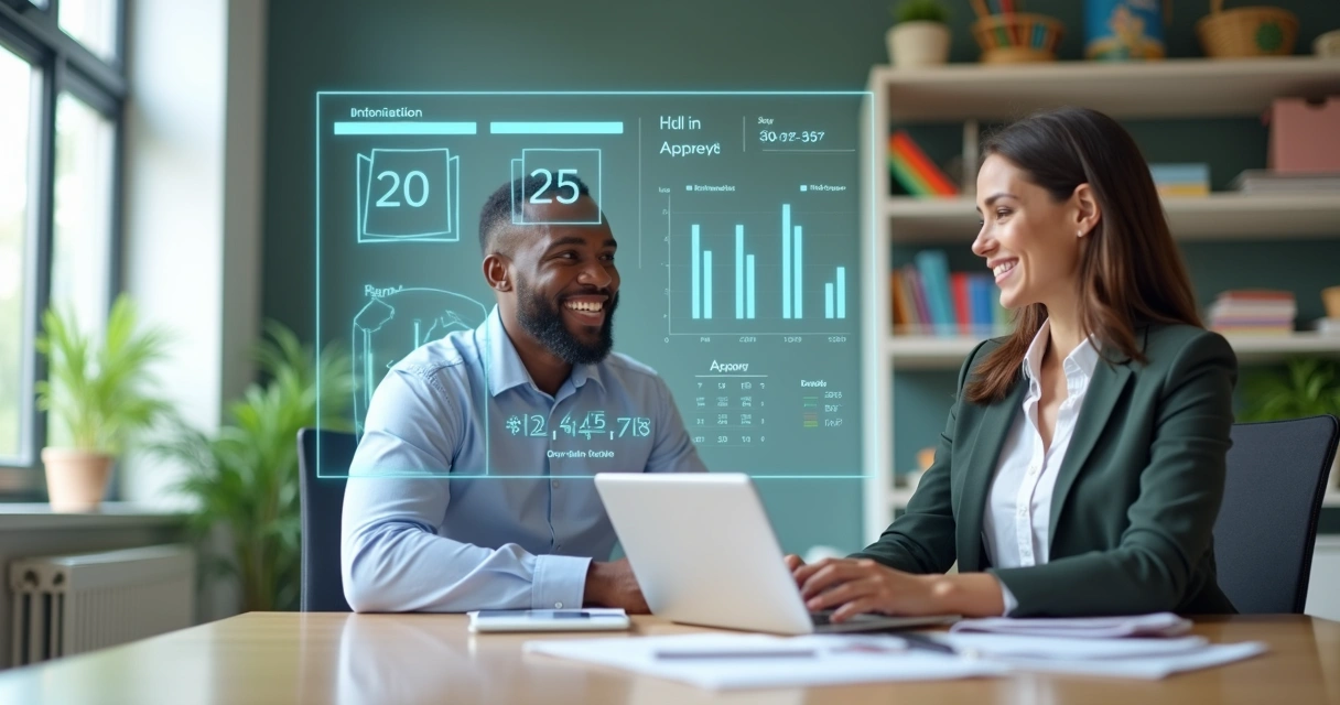 Gestor escolar analisando dashboard financeiro 