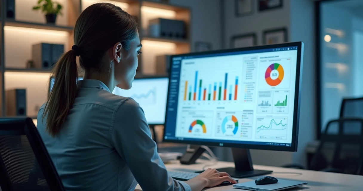 Gestor de RH analisando dashboard no computador 