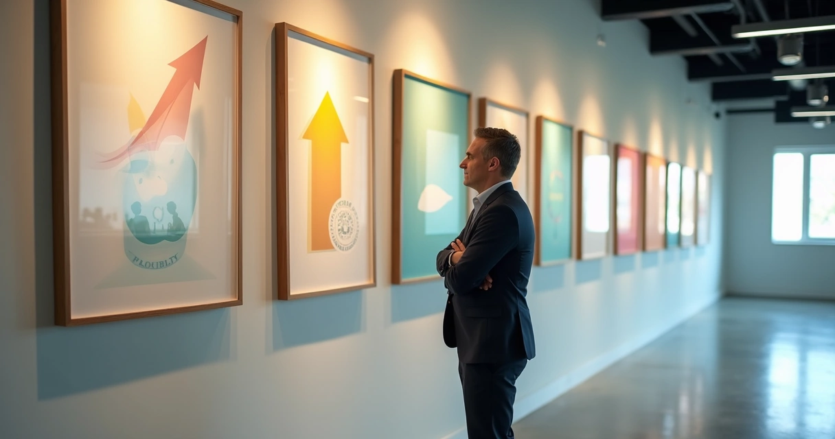 Gestor observa quadros com ícones representando expectativas diversas de jovens colaboradores 