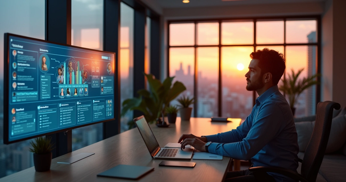 Gestor usando IA para supervisão de equipe 