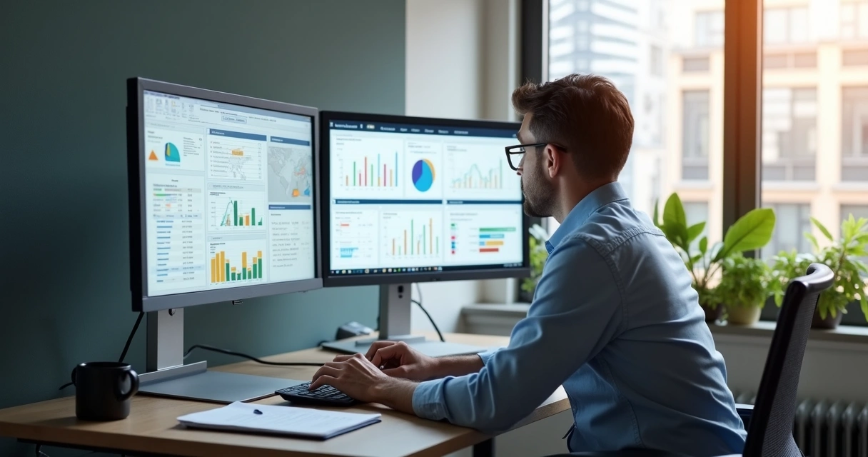 Gestor analisando relatórios imobiliários automatizados 