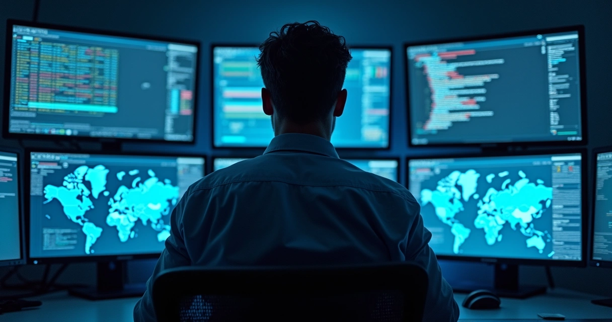 Gestor de TI acompanhando monitoramento de rede