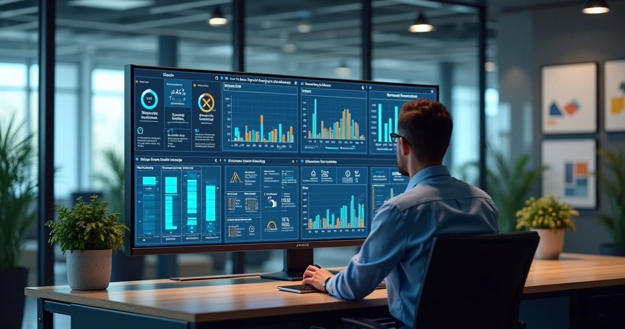 Gestor monitorando certificações de segurança no computador 