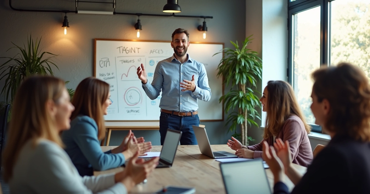 Gestor digital incentivando equipe de vendas digital 