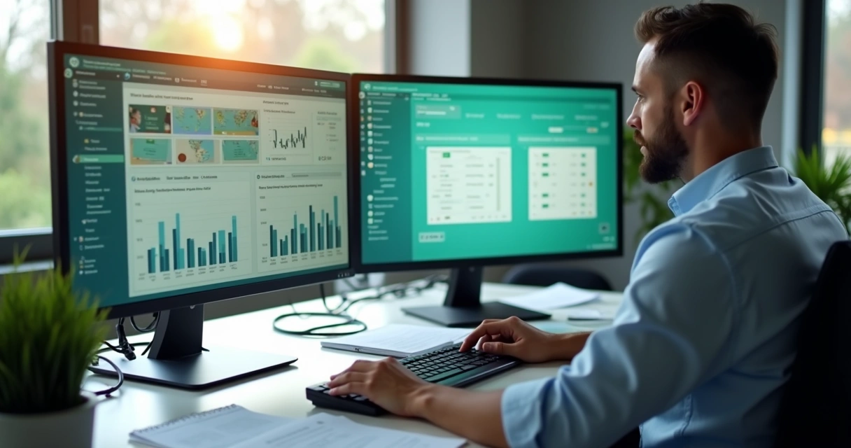 Gestor analisa múltiplos dashboards de grupos WhatsApp em tela dividida 