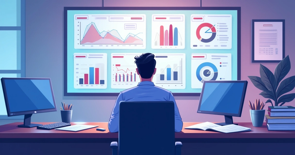 Gestor analisando painel de dados de parceiros 