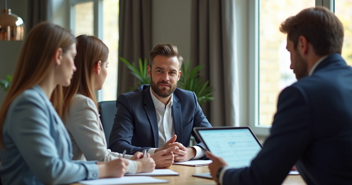 Novo gestor em reunião de feedback com membros do seu time