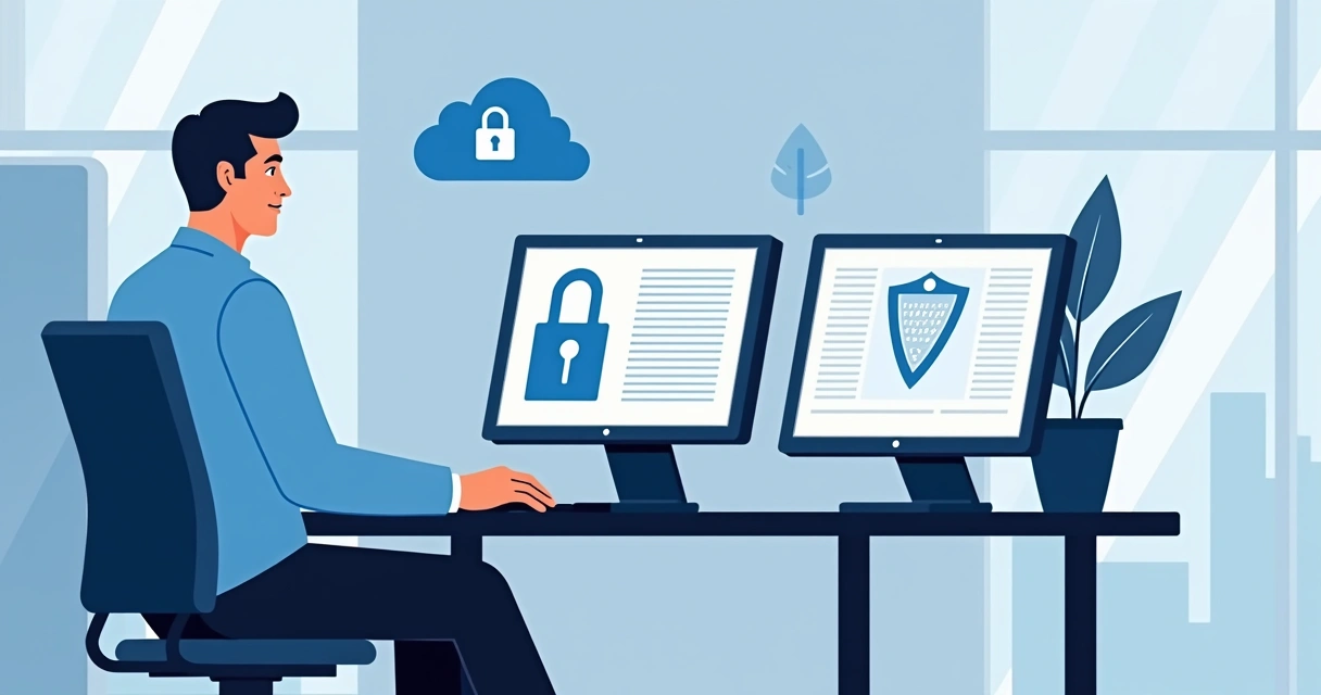 Gestor de TI tranquilo em ambiente de trabalho tecnológico