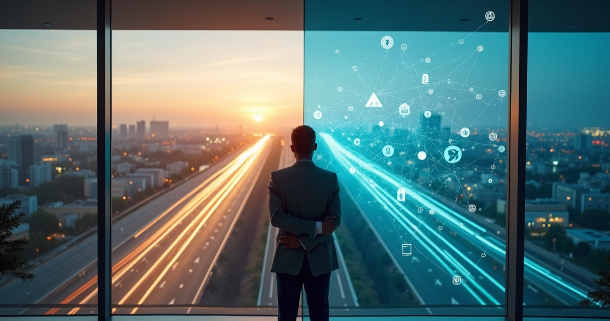 Gestor observa dois caminhos, um linear e outro em rede sistêmica 