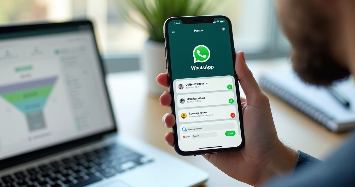 Gestor acompanhando alertas de vendas no WhatsApp 