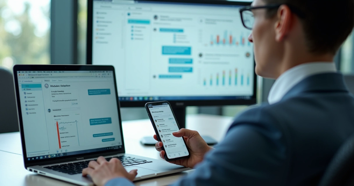 Gestor comercial avaliando insights de conversas no WhatsApp 