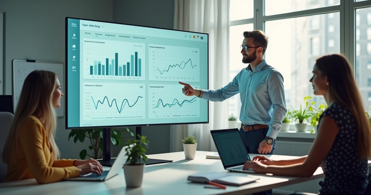 Gestora analisando dados de bem-estar da equipe