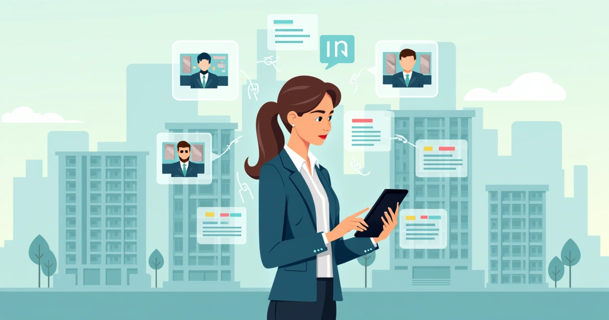 Gestora de condomínio utilizando aplicativo de gestão condominial em tablet 