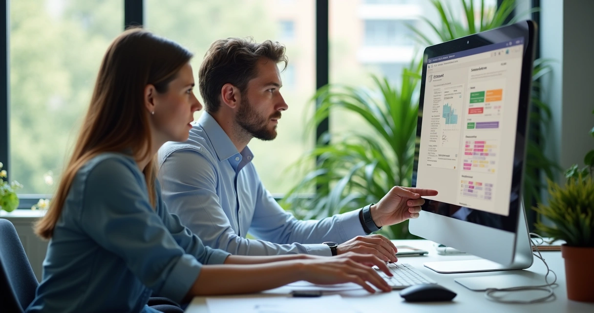 Gestora de RH orientando colaborador em ambiente corporativo acolhedor 