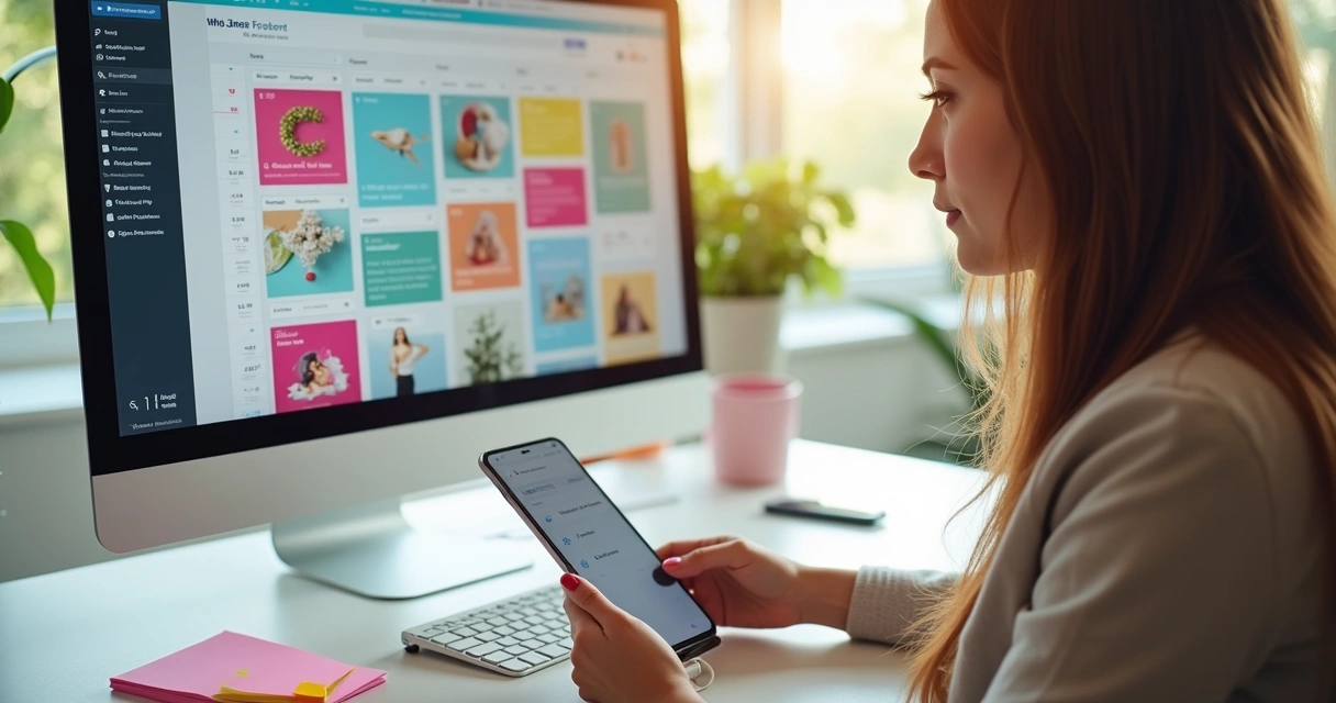Gestora de redes sociais elaborando posts para Instagram 