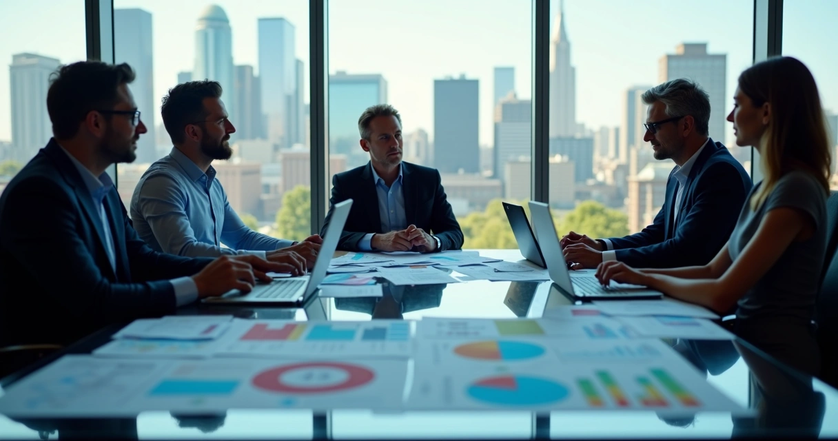 Gestores analisando dados integrados em planilhas 