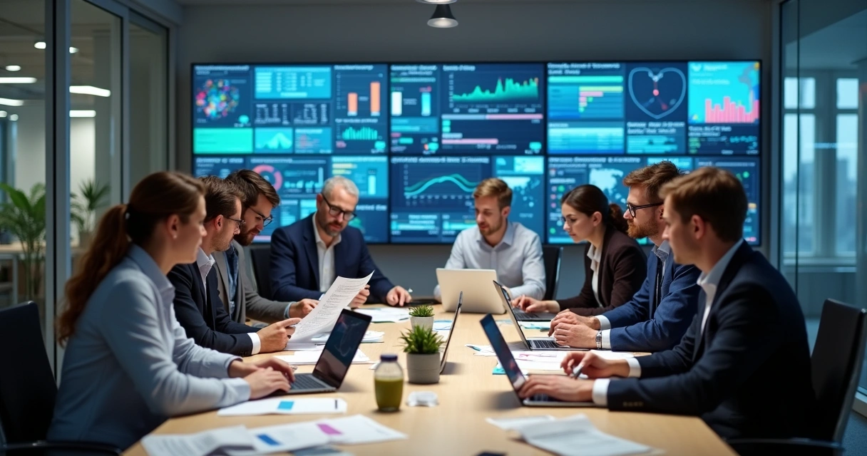 Profissionais de contabilidade analisando documentos fiscais em reunião