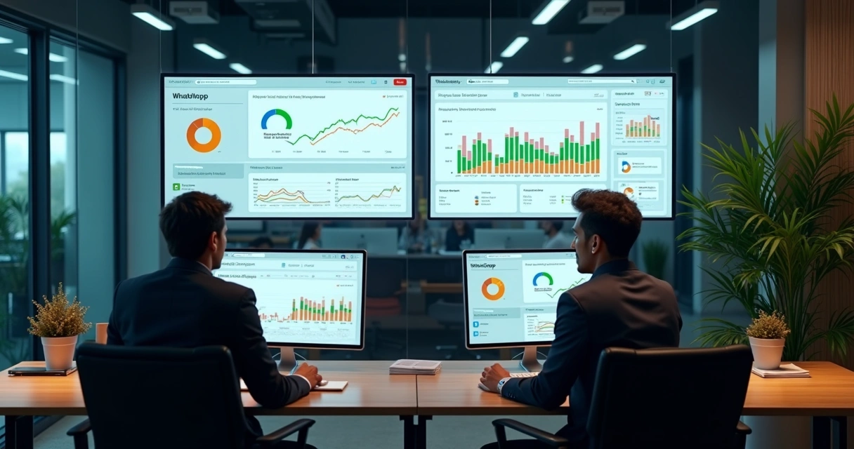 Gestores usando painéis para monitorar grupos WhatsApp 