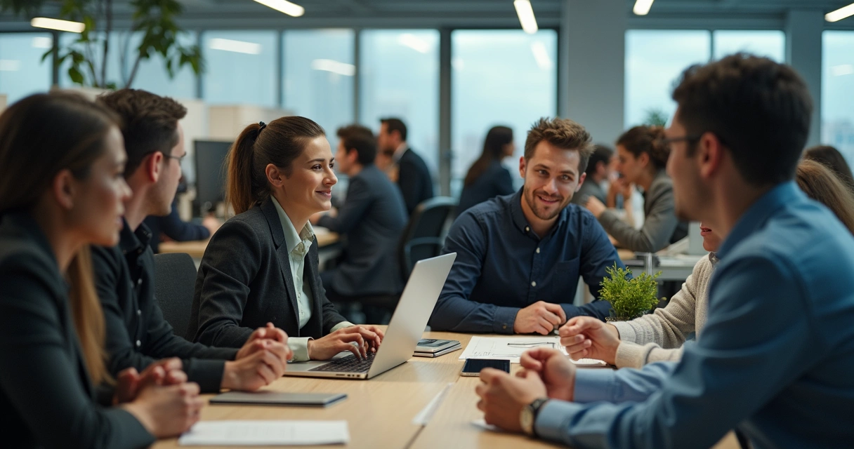 Gestos cotidianos de trabalho revelando comunicação entre colegas 