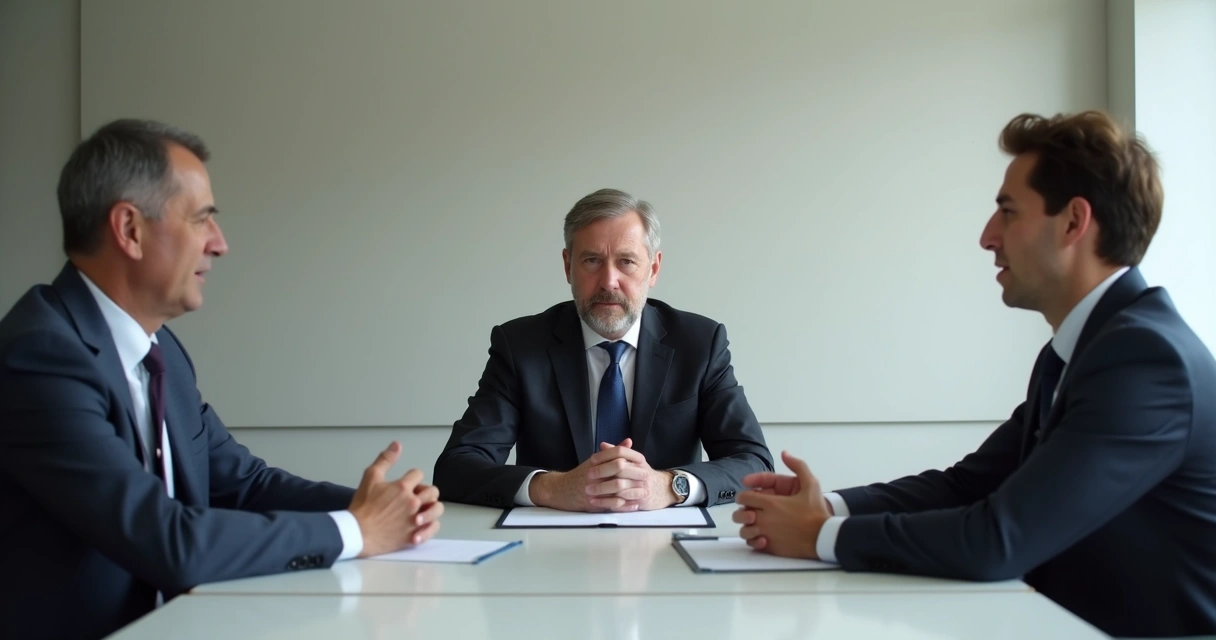 Pessoas em reunião com gestos diferentes e expressões atentas