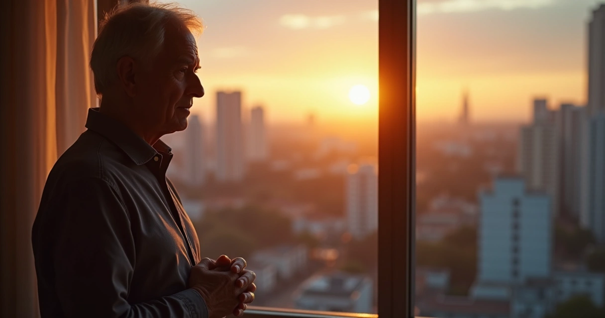 Persona mirando al horizonte en actitud reflexiva, con sutil expresión de incomodidad 