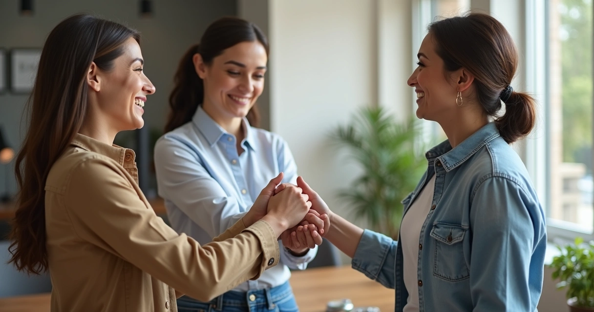 Colegas de trabalho apoiando uns aos outros com gestos cordiais 