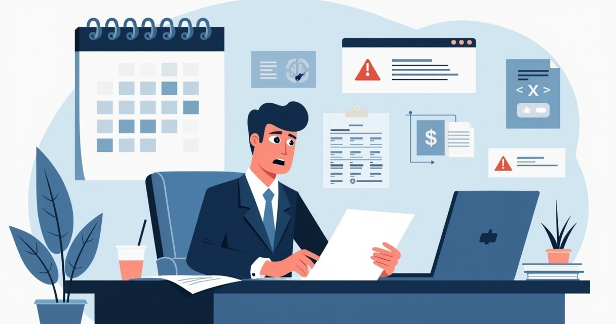 Compliance officer reviewing tax documents for penalties 