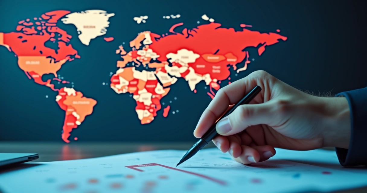 World map with highlighted regions for hiring risk