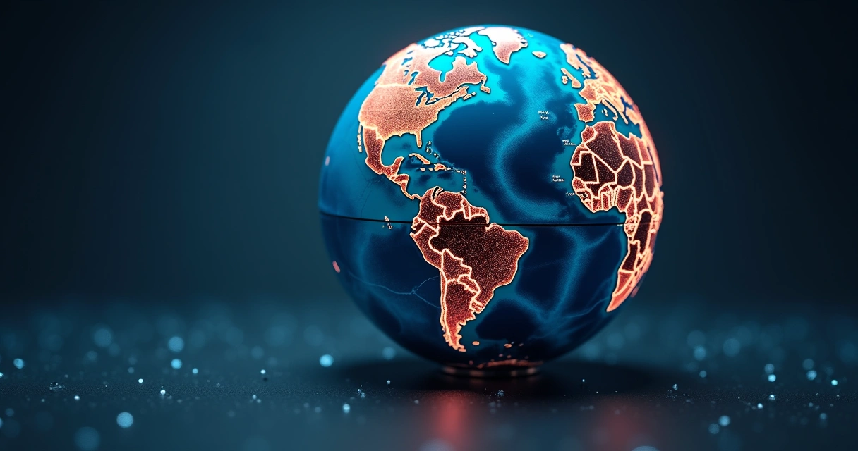 Globo terrestre moderno mostrando vários países destacados para imigração 