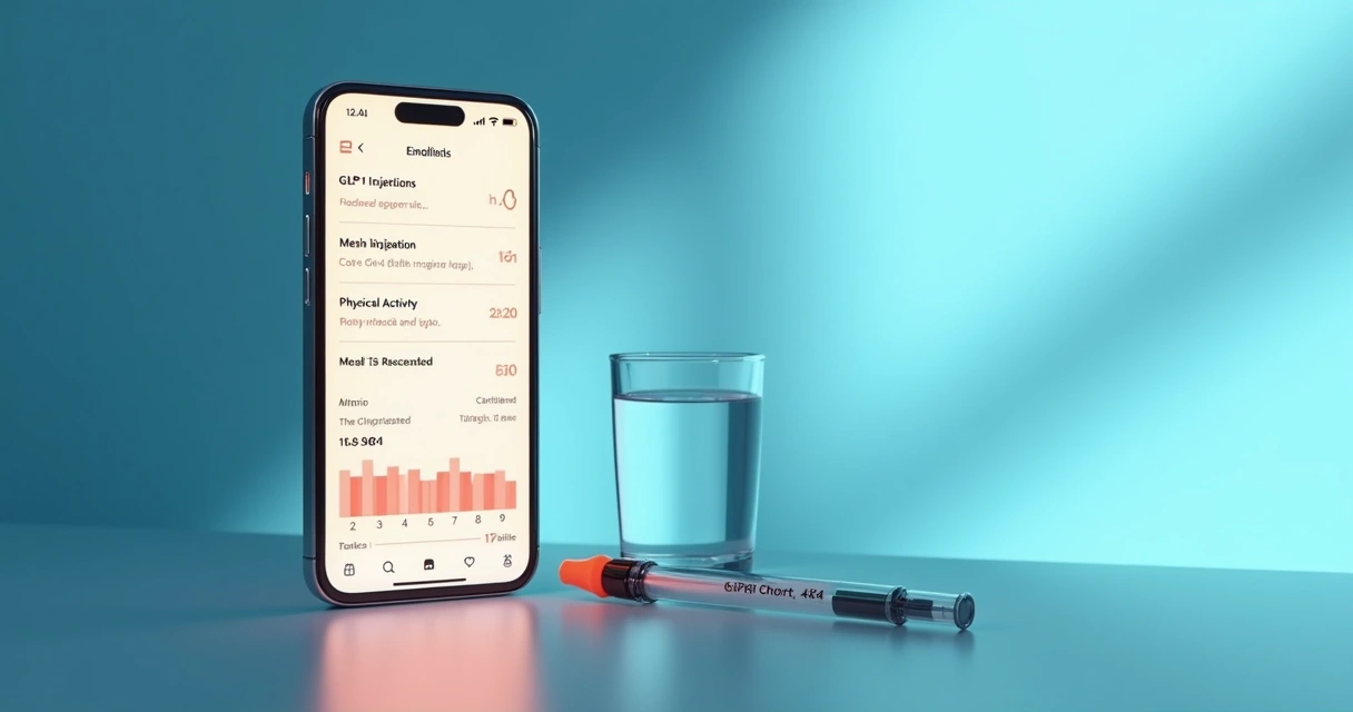 Mobile app screen showing GLP-1 medication tracking and daily health log 