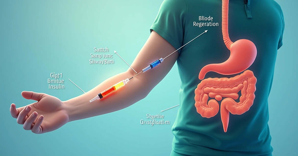 Illustration of hormone effects from GLP-1 injection 