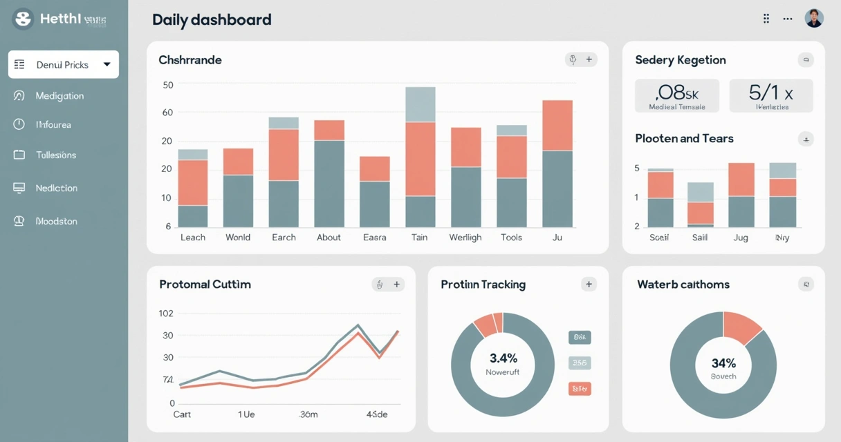 Visual dashboard showing GLP-1 medication schedule, calorie intake, nutrients, mood, and hydration 
