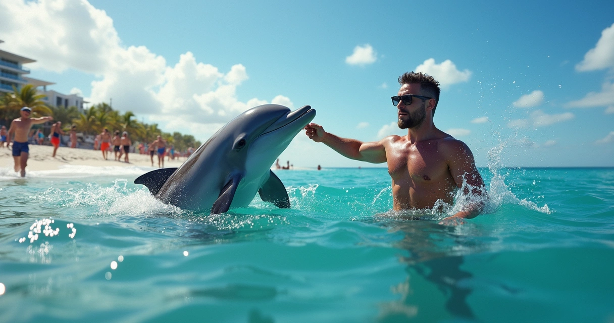 Golfinho arrastando homem no mar da Flórida 