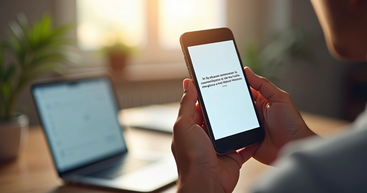 Pessoa olhando celular com mensagem suspeita sobre restituição de auxílio emergencial