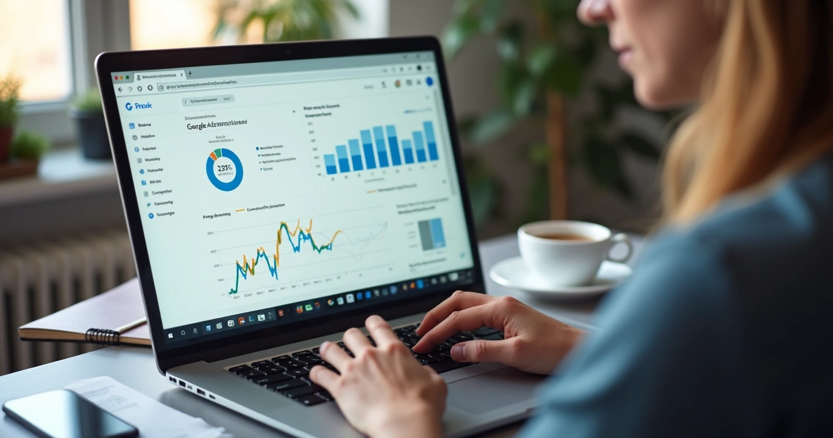 Campanha do Google Ads exibida em notebook 