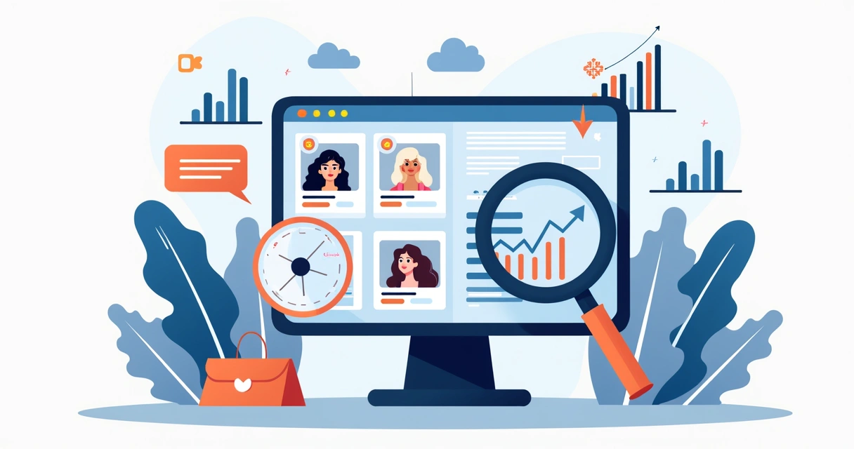 Vitrine digital com anúncios do Google Shopping e gráficos de performance 