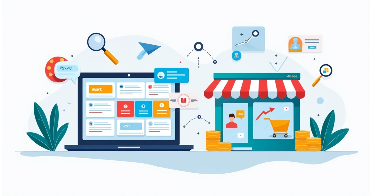 Painel de campanhas de Google Ads conectado a uma loja virtual com gráficos de desempenho 